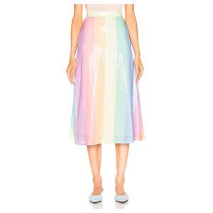 OLIVIA RUBIN Penelope Pastel Sequin Stripe Midi Skirt
